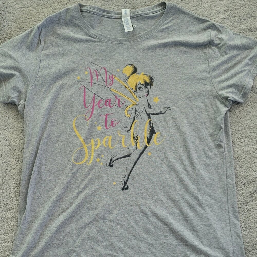 Juniors' Disney Tinkerbell Sparkle Year Tee-XL-NWOT